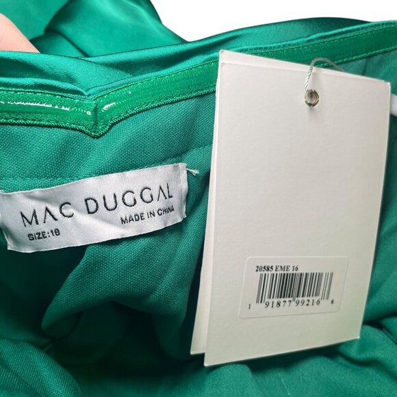 Mac Duggal Green 20585 Strapless Bow Front Gown Formal Taffeta Dress Size 16 NWT - Picture 6 of 6